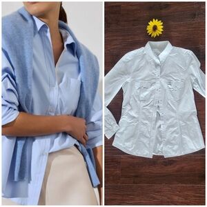 Massimo DUTTI WASHED Light Blue Button-Up Shirt - Soft Blue